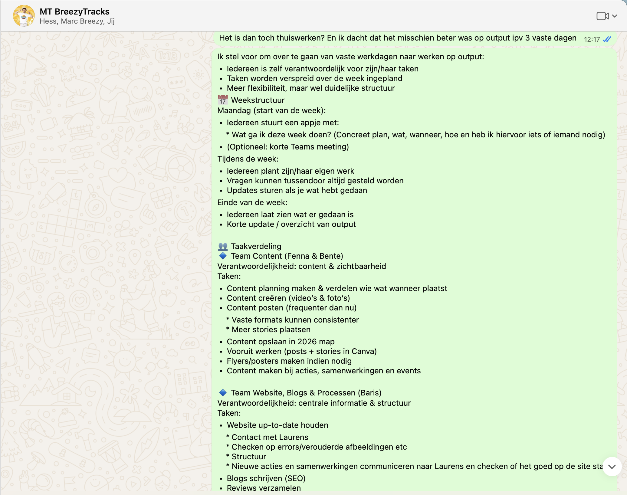 Teamstructuur en taakverdeling binnen BreezyTracks